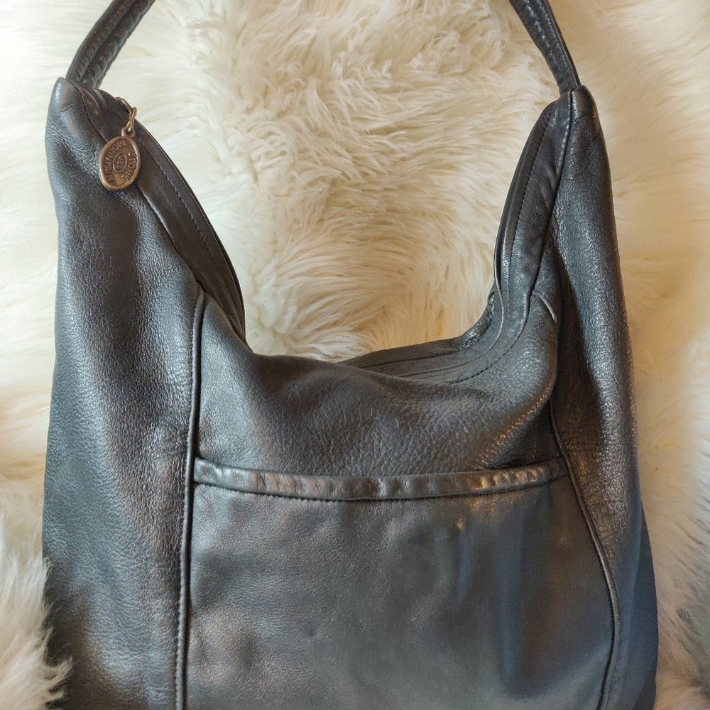 Luxurious Leather Stone Mountain Navy Hobo Purse